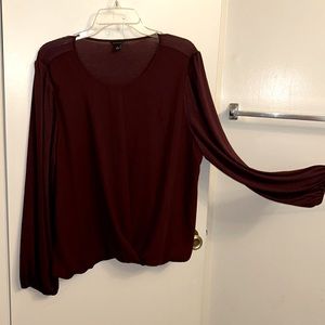 Ann Taylor maroon long sleeve blouse